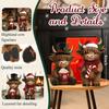 2Pcs 2D Flat Wooden Newspaper-Reading Cows Highland Cow Decorative Ornaments For Home Bedrooms Entryways Bookshelf Display