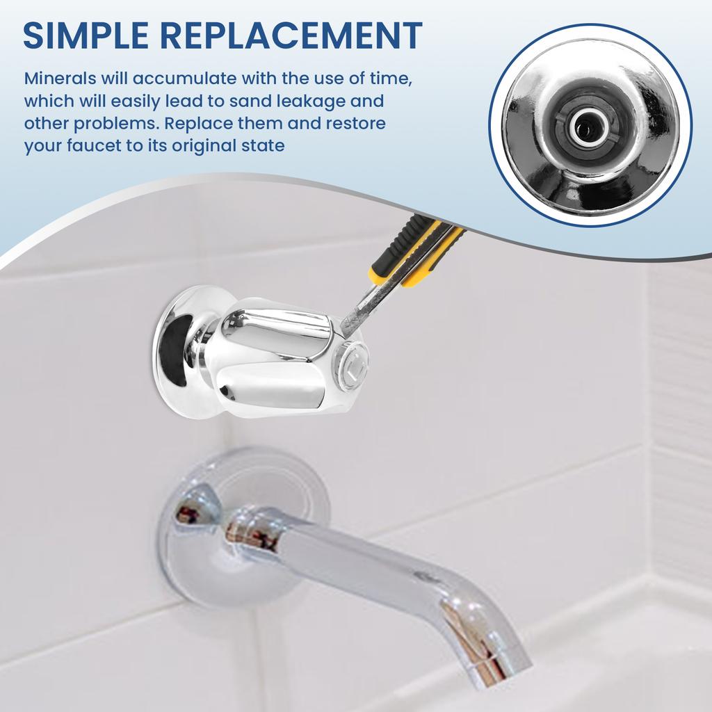 3Pcs Shower Knob Replacement for Verve Zinc Alloy Shower Faucet Handle Metal Bathtub Shower Faucet Knob with Screws Hot Cold and