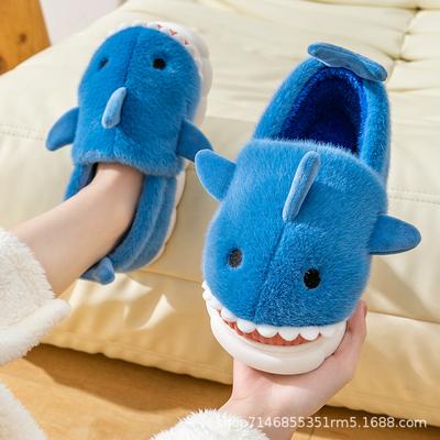 Cotton Slippers Winter Internet Celebrity Shark Bag and Outer Wear Household Outer Wear Warm Non-slip Plush Slippers