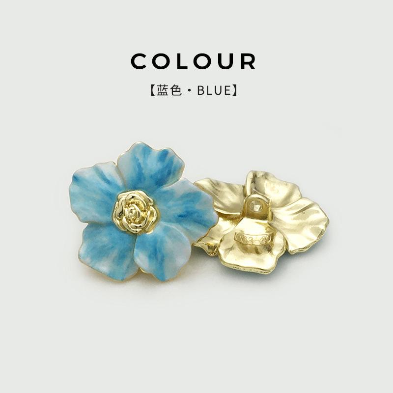 10Pcs/lot 17.5-25mm Irregular Five Petal Flower Metal Enamel Button for Fashion Sweater Top Wool Coat Windbreaker Jacket Buttons
