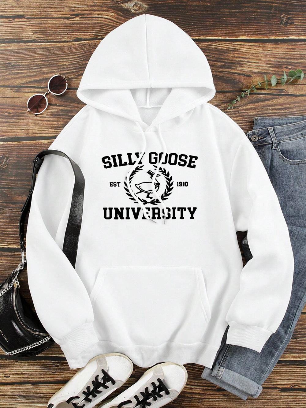 

Silly Goose Est 1910 University Hoody Men Women Autumn Streetwearstreetwear O-Neck Casual Pullover Street Fleece 2024 New Hoodie 2XL