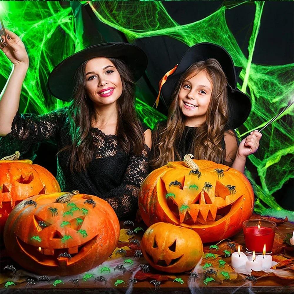 2025 Funny Halloween Artificial Spider Web White Stretchy Cobweb Glowing Halloween Scary Party Scene Props Indoor Outdoor Decor