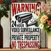 No Trespassing Sign Waterproof Rustproof Surveillance Warning Metal Plaque Home Wall Decor