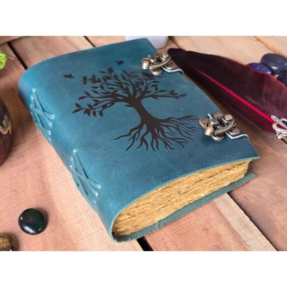 

Винтажное кельтское Древо Жизни, кожаный блокнот, блокнот заклинаний, Книга Теней, 7 x 5 in синий