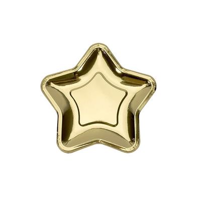 10pcs Portable Paper Star Shaped Dinner Plates Silver Five-pointed Star Disposable Paper Plate Golden Paper Dinnerware Feast