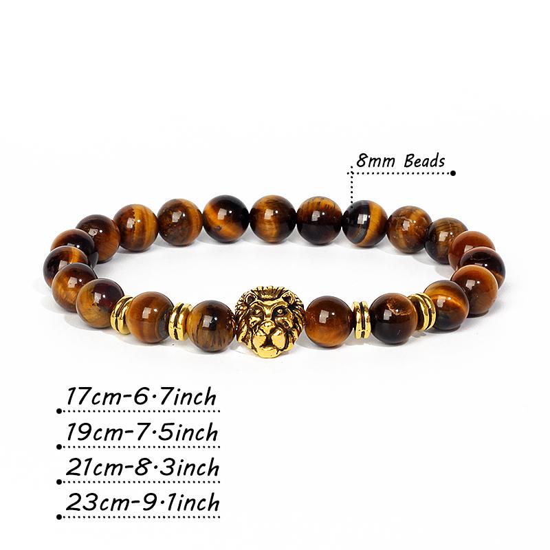 Lion Leopard Charm Bracelets Men Nature Tiger Eye Lava Stone Oil Heal Anxiety Aromatherapy Bracelets for Women Diffuser Jewelry