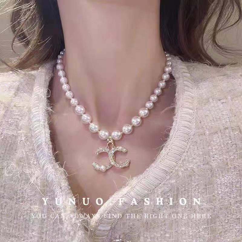 Classic Xiaoxiangfeng Bead Double C Necklace with the Same Earrings Is Suitable for Hot Sales On Major E-commerce Platforms