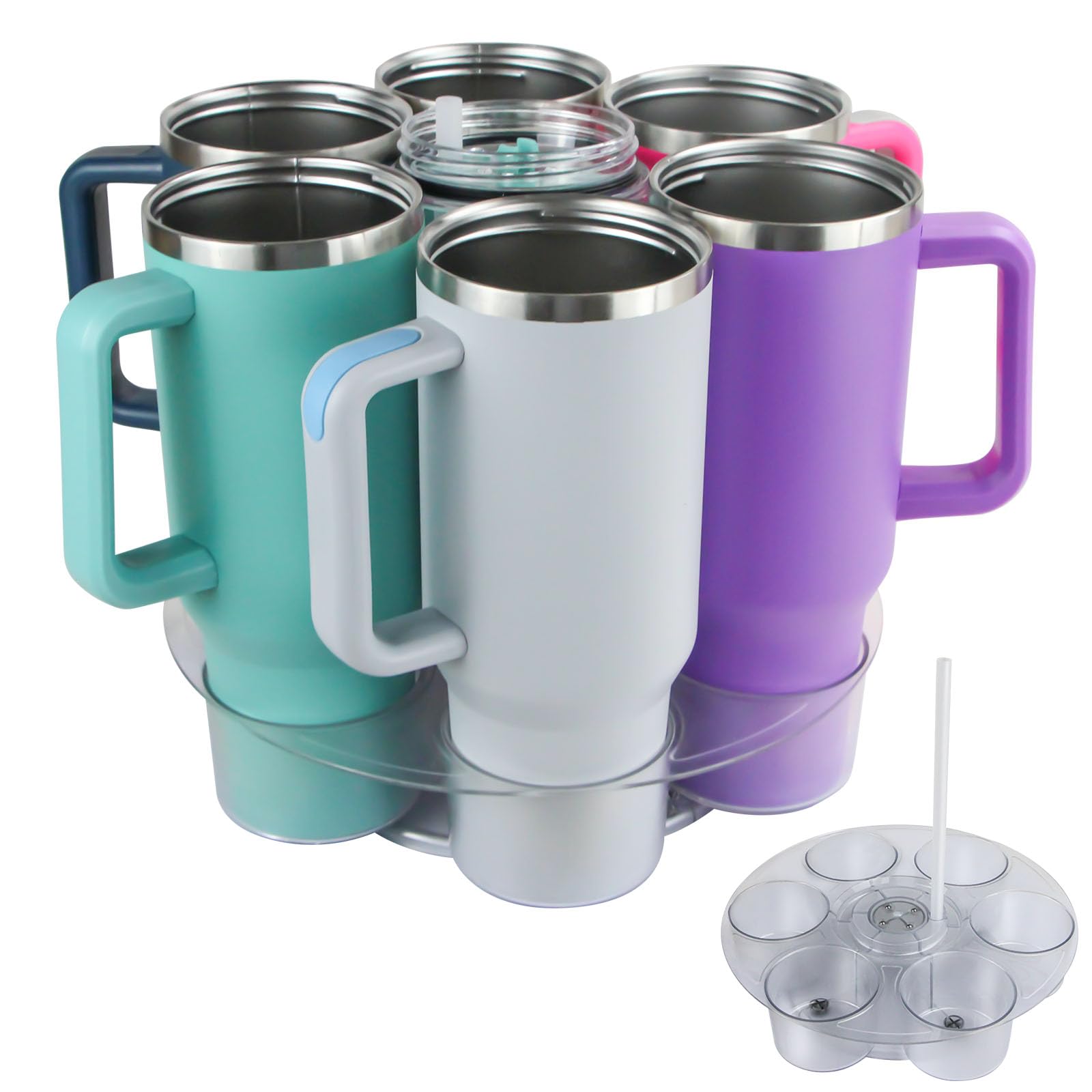 

For Stanley 40 OZ Tumblers Cup Holder Rotating Tray Organizer 360° Carousel Storage Rack A