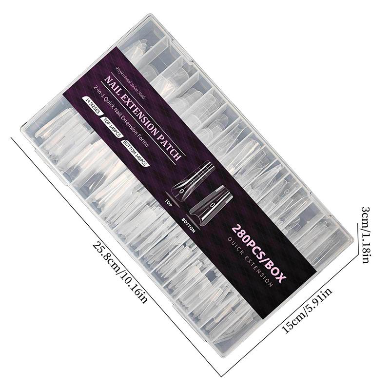 Formine Doppie per Unghie Sandwich 140/280 Pezzi 13 Misure Estensioni Rapide - Formine Doppie a Mandorla Ovale a T Formine per Manicure Stampo Superiore Stampo Inferiore