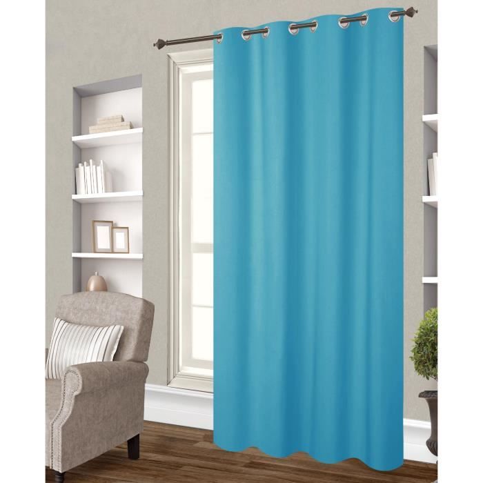 Blackout Curtain - Turquoise - 140x260 Cm - Solid - Synthetic - Interior