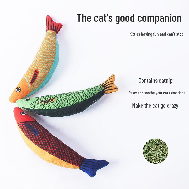 Catnip Seafood Fish Cat Teaser Toy - Boredom & Teething Relief, Bite-Resistant for Kittens & Cats.
