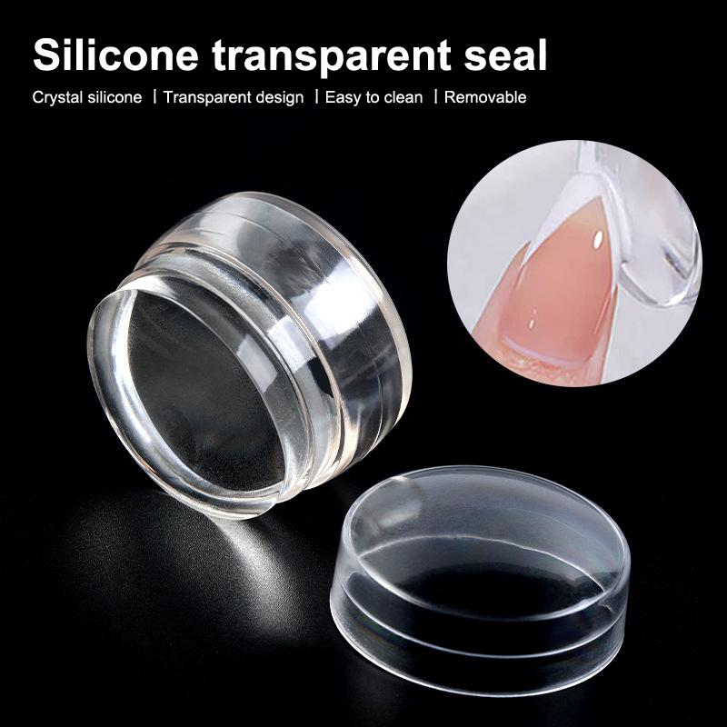 Transparent Nail Seal With Scraper Erasable French Nails Stamp Template Printing Tool Nail Polish Stamping Manicure Tool