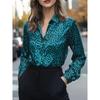 Shirt Women Satin Simulation Silk Long Sleeve Blouse New
