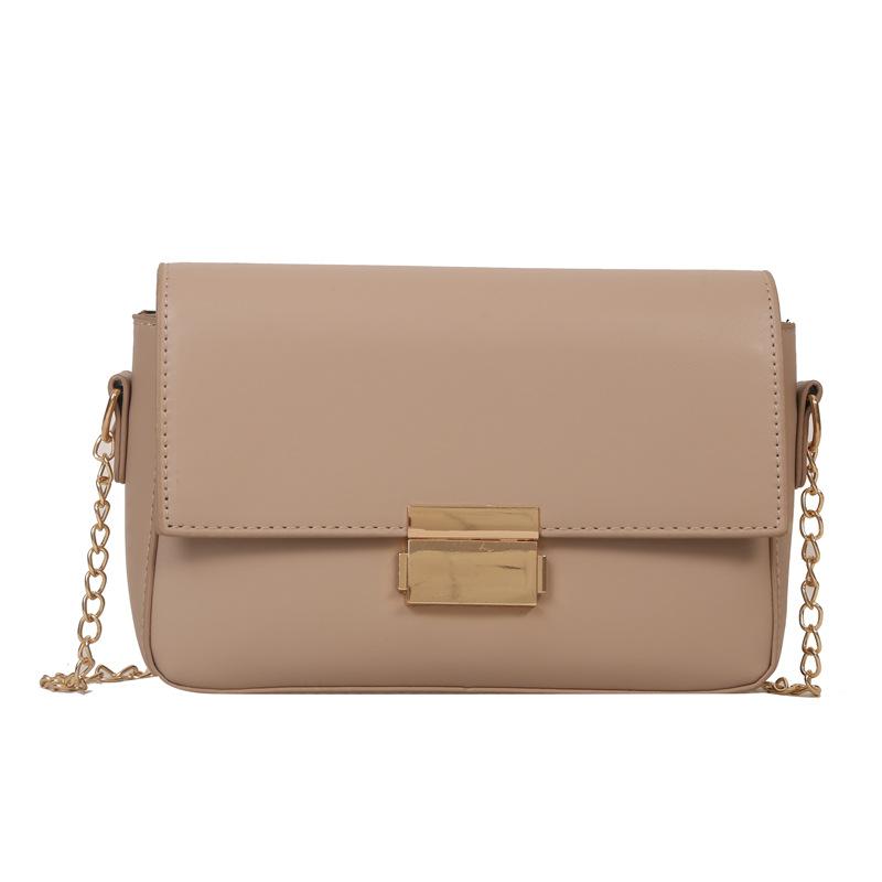 Simple 2025 new fashionable solid color chain texture casual autumn retro foreign style lock underarm women's small square bag