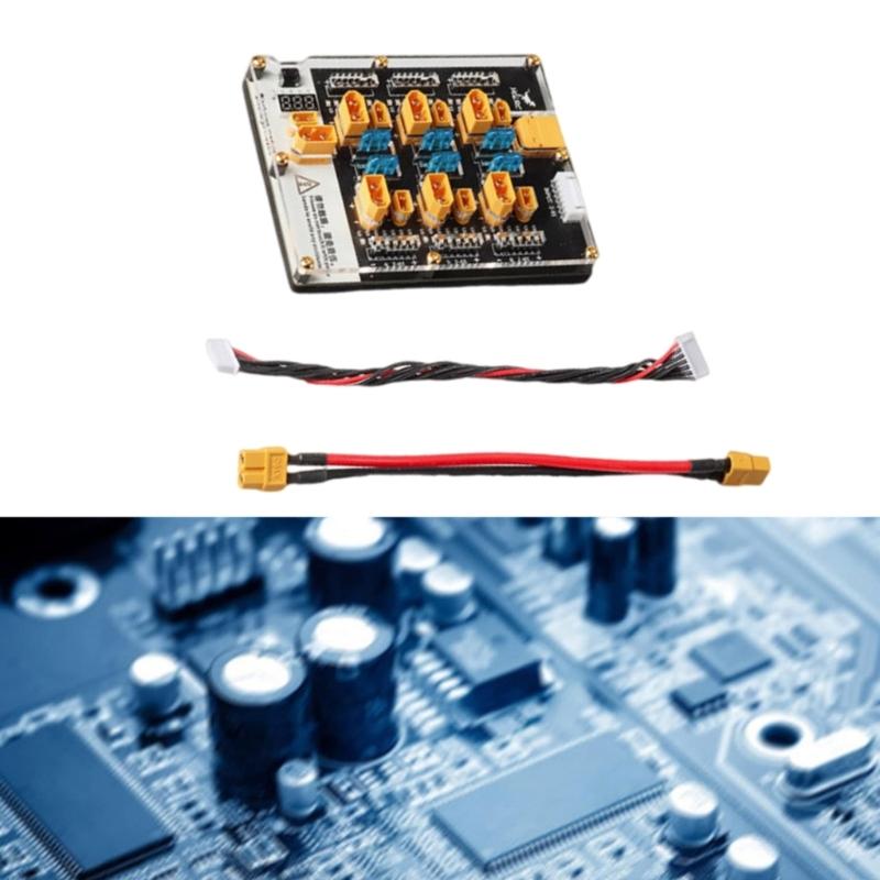 6 Way Battery Balance Charger Board 40A XT60 XT30 Plugs Supports 2-6S Integrated Discharge Auto Resetting Heat Fuses