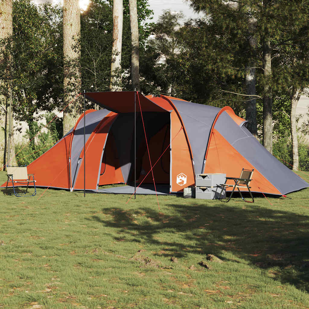 Dome Family Tent for 6 Persons Grey and Orange Waterproof