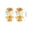 2Pcs Golden Silk Hollow Lotus Candle Holder Ghee Lamp Butter Lamp Holder Candlestick for Buddha Buddhist Temple Home Decor