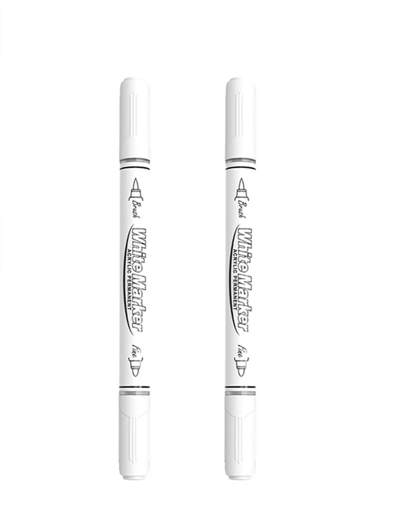 Black/White Large Capacity Dual Tip Permanent Acrylic Paint Pen for Art Supplies Fabric Paint, Markers for DIY Art Brush Pen Set