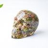 Crystal Resin Skull Decor With Natural Stones For Office And Home Tabletop Display