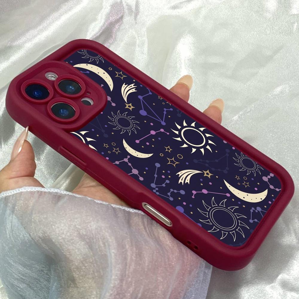 JT515 Stars sun and moon for iPhone 17 16 15 14 13 12 11 Pro Max Samsung S26 S25 Ultra A17 A07 A56 A16 A15 A14 A13 Xiaomi 15T Redmi 15c 14C Soft Case