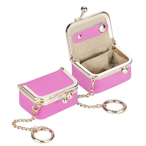 Royal Bagger Genuine Leather Mini Jewelry Box Women's Coin Purse Solid Color Kiss Lock Change Pouch Casual Style Small Storage Bag for Women 1894