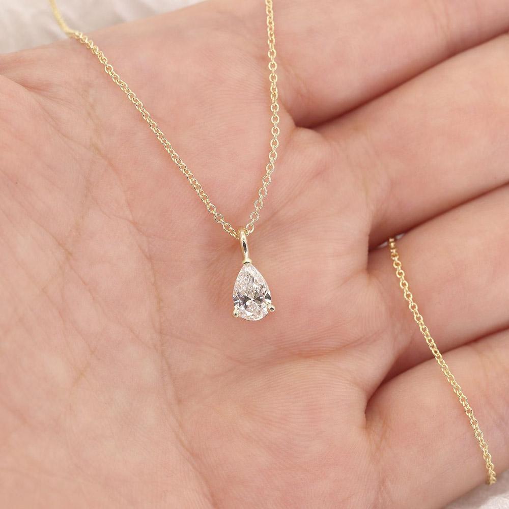 1CT 2CT Solitaire Moissanite Pendant Necklace for Women Pear/Oval/Marquise/Emerald Cut Lab Diamond S925 Silver Necklaces Jewelry