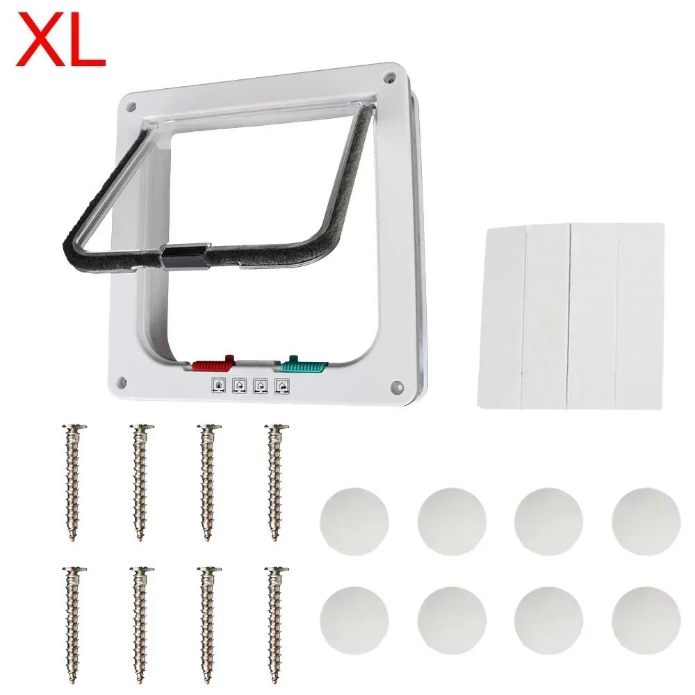 4-Way Lock Pet Flap Door - Secure ABS Plastic Entry for Cats, Dogs, Puppies & Kittens - Durable Small Animal Safety Gate