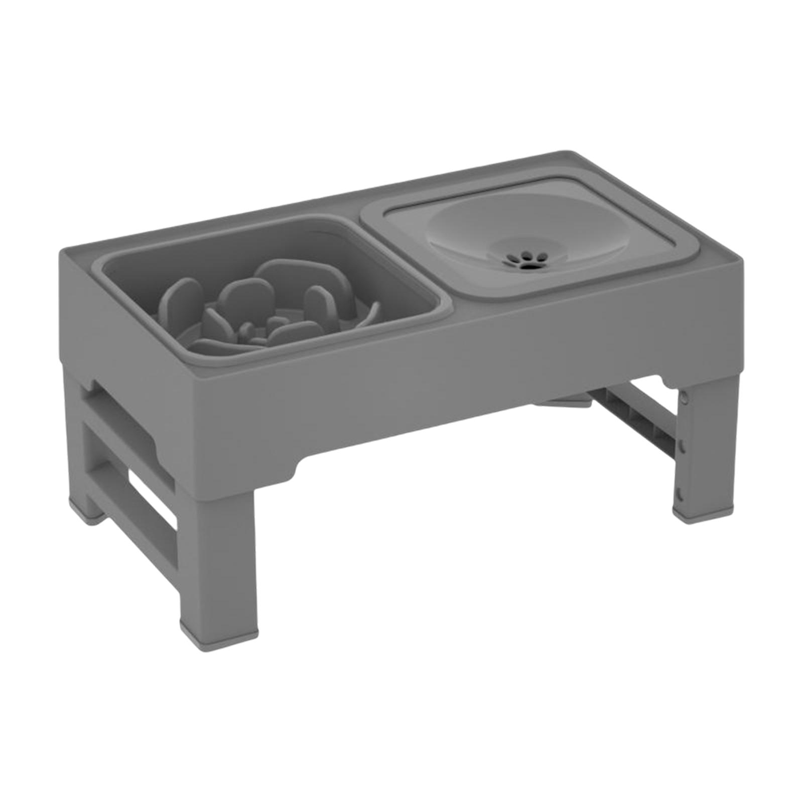 

Elevated Dog Bowls with Stand Rods Pet Cat Raised Double Food Bowls Water Dishes Puppy Pets Feeder Adjustable Drinking Bowl сірий колір