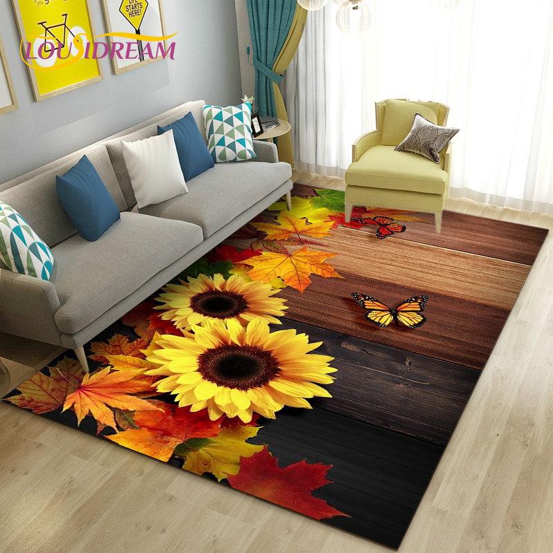 Dandelion Fresh Flower Plant Leaf Area Rug,Carpet Rug for Living Room Bedroom Sofa Doormat Decoration,Kitchen Non-slip Floor Mat
