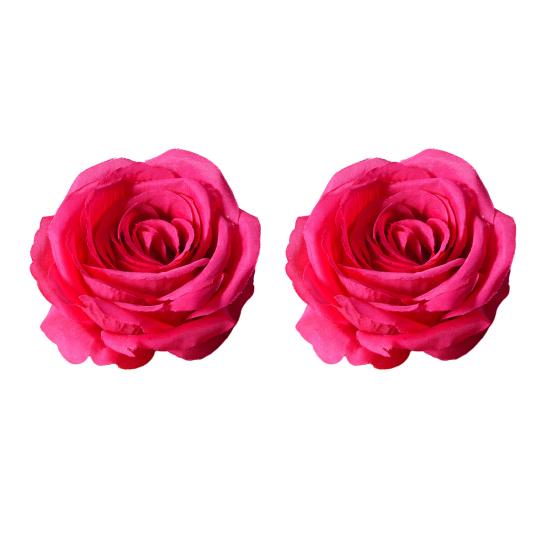 2 Pcs Realistic Artificial Rose Flower Heads Faux Silk No Stem Rose Heads