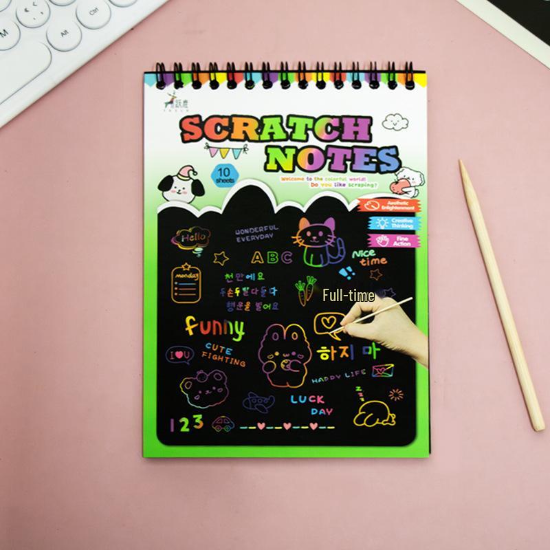 Medium Children’s Colorful Graffiti Scratch Art Book - Fun Drawing Paper for Elementary Students