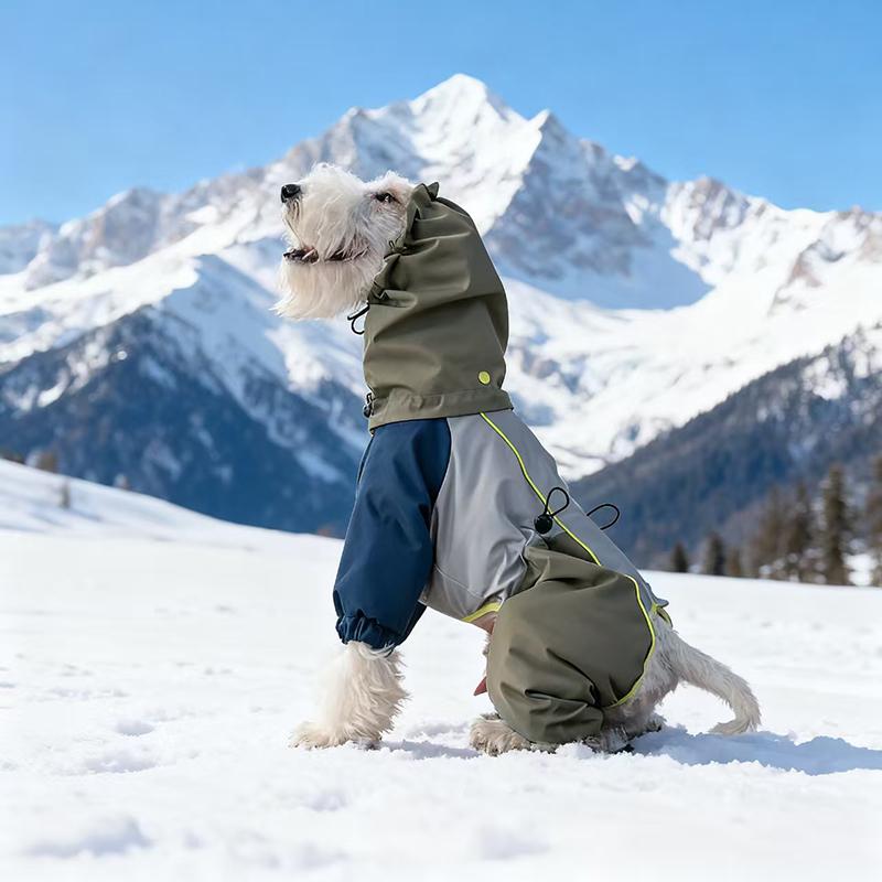 Pet Outdoor Cold Proof Clothing With Cotton Dog Jacket For Autumn Winter Four Leg Protection Suit Dog Detachable Hat Clothes