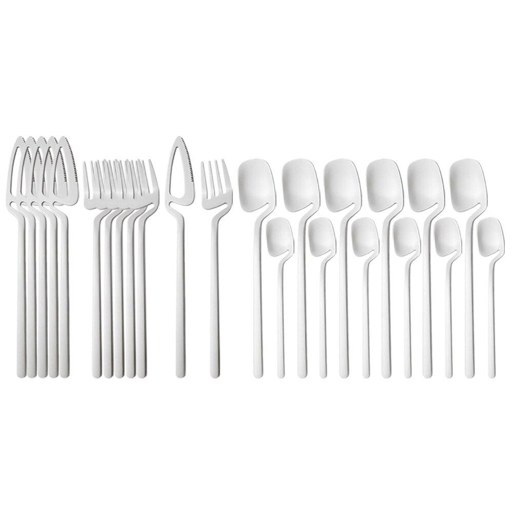 

24 шт. красочный набор столовых приборов, матовая посуда из нержавеющей стали 304, нож, вилка, чайная ложка, посуда, столовые приборы для бара, вечерние набор столового серебра серебряный