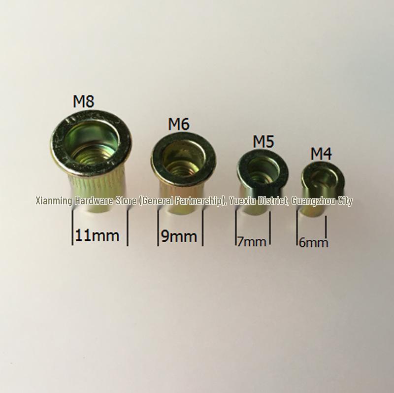 304 Stainless Steel Flat Head Vertical Grain Rivet Nut, Zinc-Plated Iron Riveting Nut