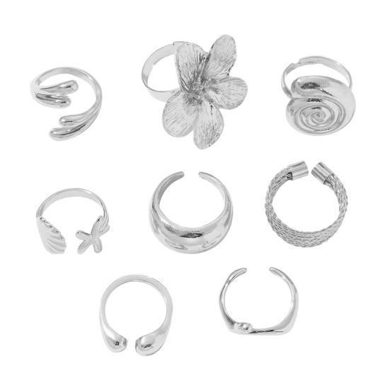 Ocean Theme Rings Set, Adjustable Stackable Finger Rings, Retro Distressed Bohemian Rings, for Beach Vacation Accessories B