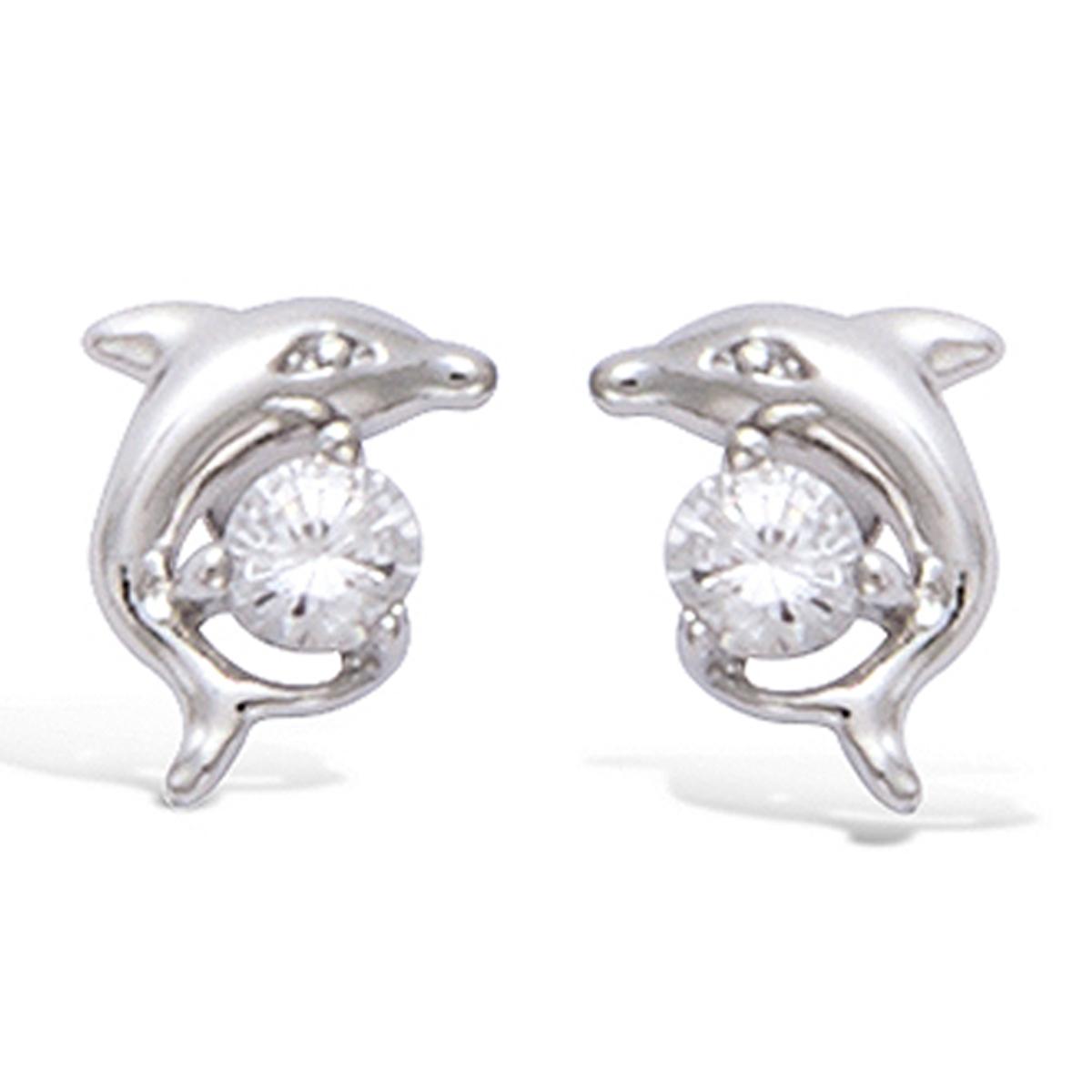 

Les Trésors De Lily [N6255] - Белые серебряные серьги Tendres Dauphins (с родиевым покрытием) - 8x7 мм