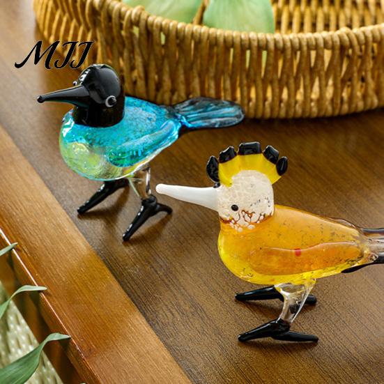 Crystal Glass Bird Collectibles Hand Blown Figurines, Colorful Mini Statues, Art Unique Crafts for Shelves Animal Ornaments Tea Table Bookshelf