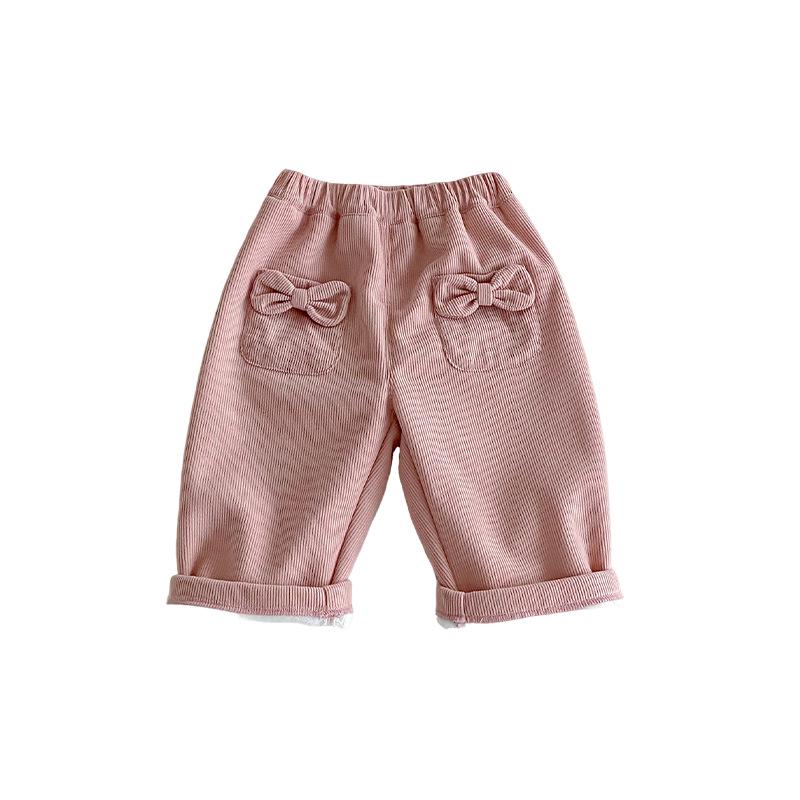 Pantaloni in Velluto a Coste con Fiocco da Ragazza - Stilosi Casual Invernali 2025