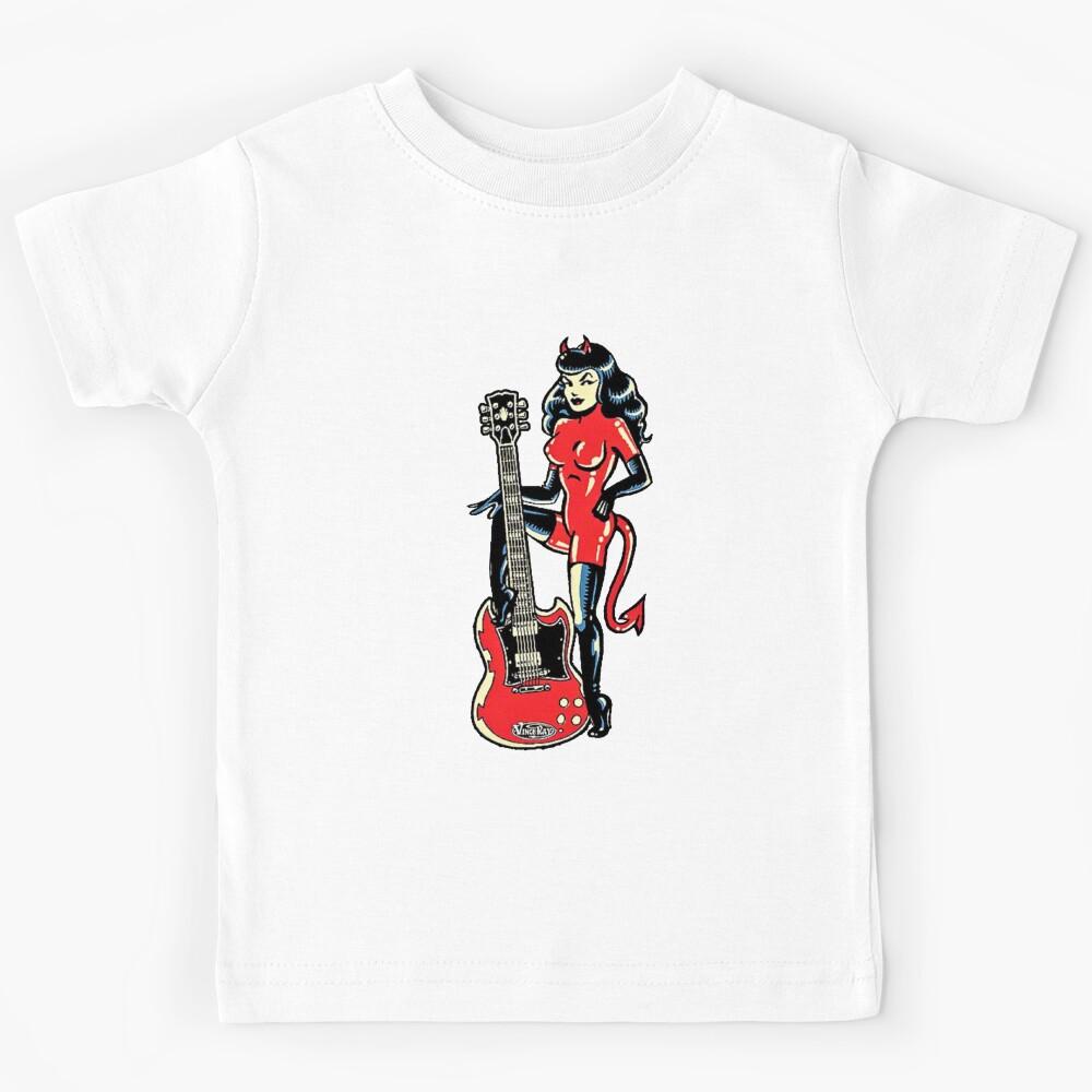devil rocker chick _lt_3 Kids T-Shirt 150