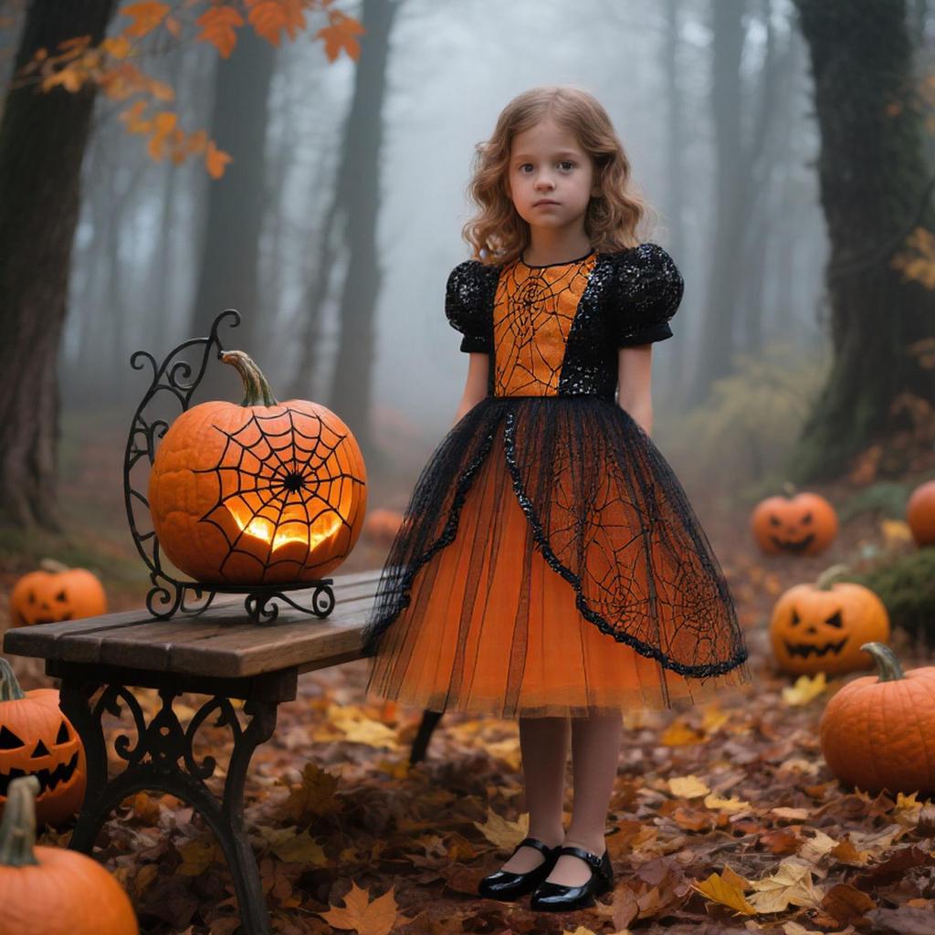 Children's Halloween Witch Vampire Masquerade Cosplay Princess Party Dress