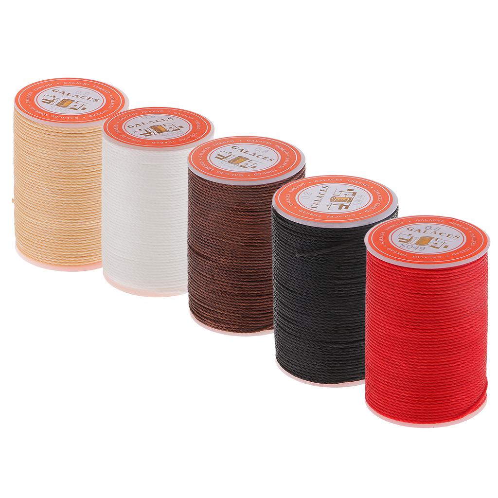 0.8mm Diameter Leather Craft Needlework Sewing DIY Round Cord Linen Thread Cord, 5 Pieces