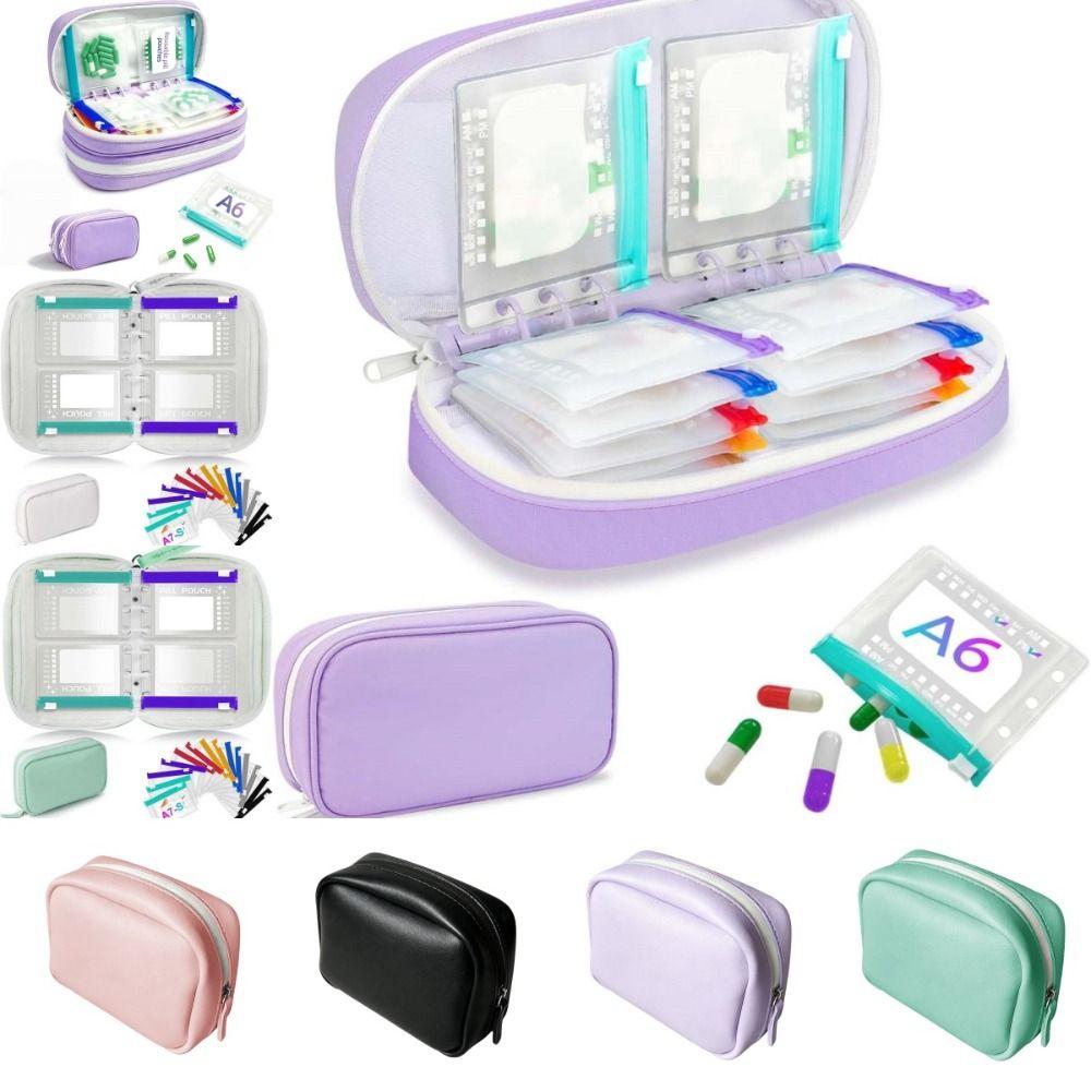 7/14PCS Portable Waterproof Pill Pouch Set Leakproof Zippered Pouches 7-Day Pill Organizer Moisture-proof PU Leather