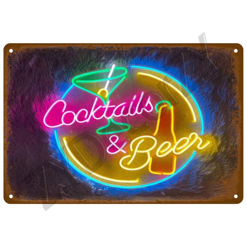 Vintage Posters Cocktail Tin Sign Plaque Metal Sign Plate Decoration Wall Art Home Decor For Bar Pub Club Man Cave Iron Painting