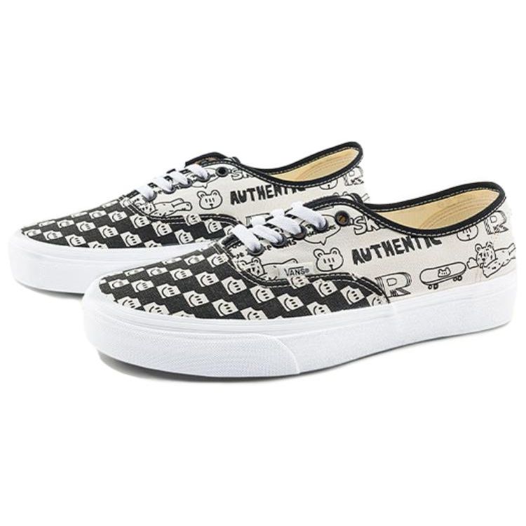 Vans Nuttsh X  Authentic Retro Street Fashion Low Top Canvas Shoes Unisex Sneakers Black White VN0A5KS9BPR