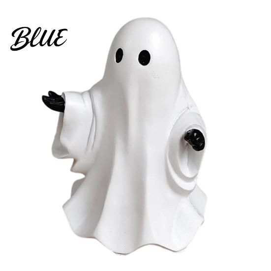 Modern Halloween Decor Cute White Ghost Resin Figurine  Miniature Figurine Decoration  Matte Home Decorations Finish Tabletop Statue for Shelf