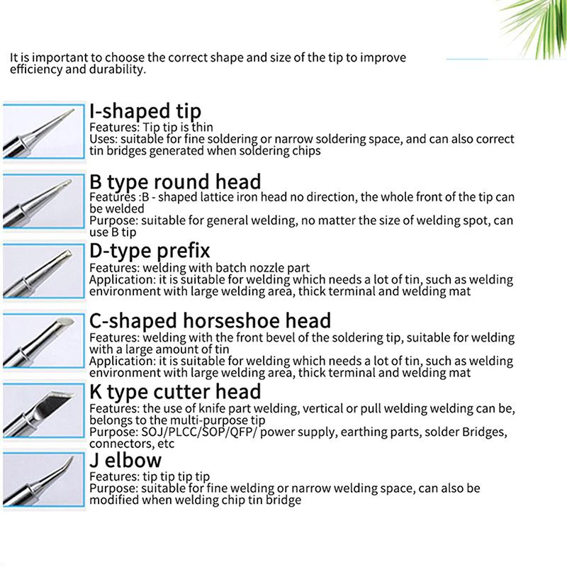 1Pack Solder Soldering Iron Tips Standard Size Accessories Electrical 900M-T-SK,900M-T-0.8D,  , 900M-T-1C, 900M-T-I
