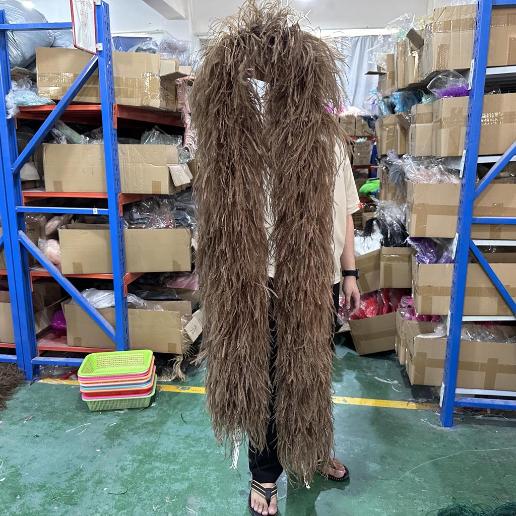 DIY 2 Meter Natürliche Straußenfedern Boa 1 2 3 4 6 Lagen Federn Boa für Hochzeits-Weihnachts-Party-Kleid Dekoration Schal Accessoire Schal