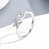 S925 Sterling Silver 4.2mm Butterfly Fairy Open-Band Ring - Empty Setting DIY, High-End Feel.