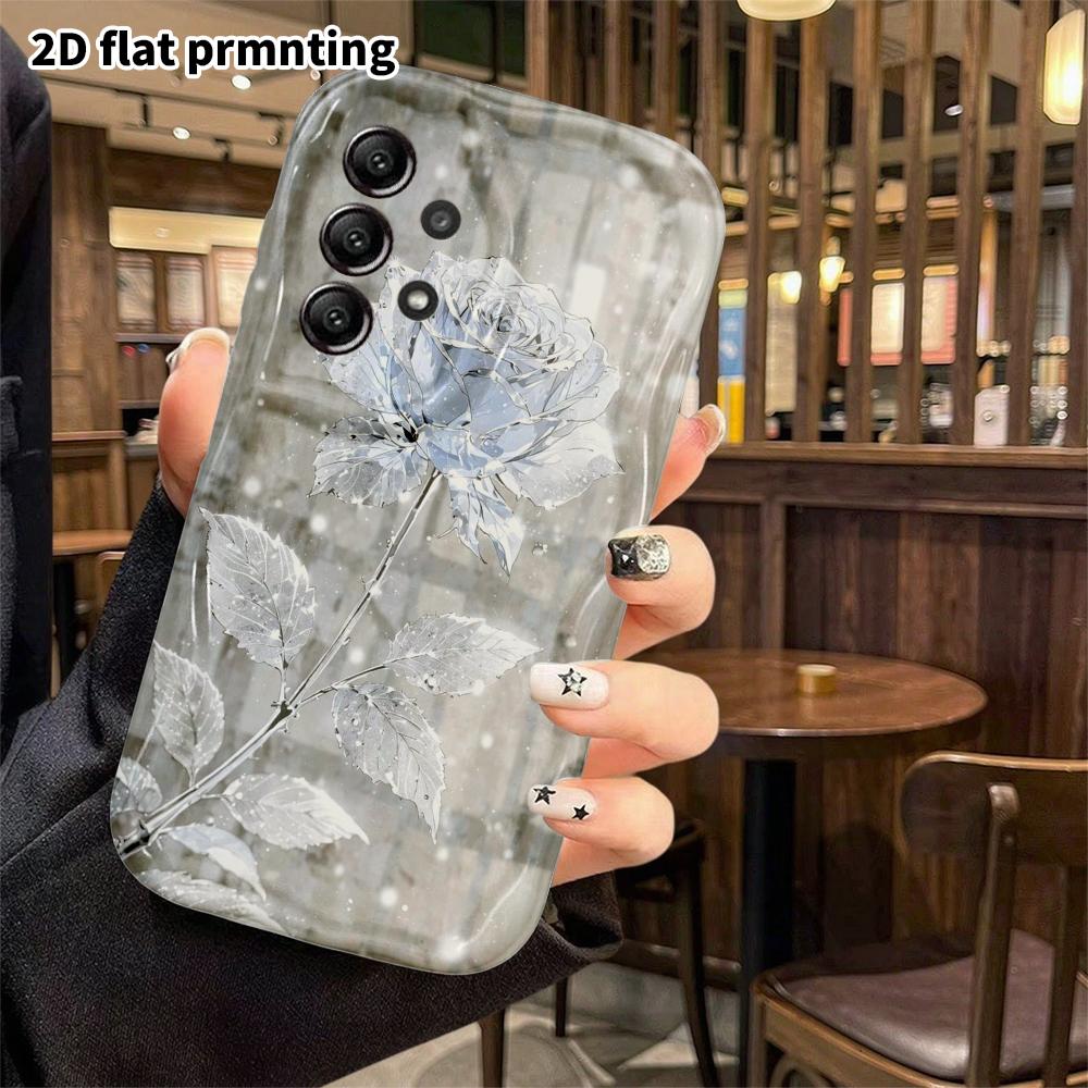 Phone Case: 2D Flat Samsung Galaxy A34 A35 M05 M06 S20 S22 S21 FE Plus 5G Protective Case, Frosted White Rose, Christmas and Halloween Gift
