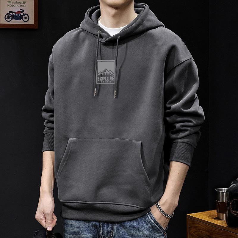Men s Retro Letter Print Hoodie - American Hong Kong Style, Loose Fit, Spring/Autumn Trendy Casual Jacket. S (95-120 lbs)